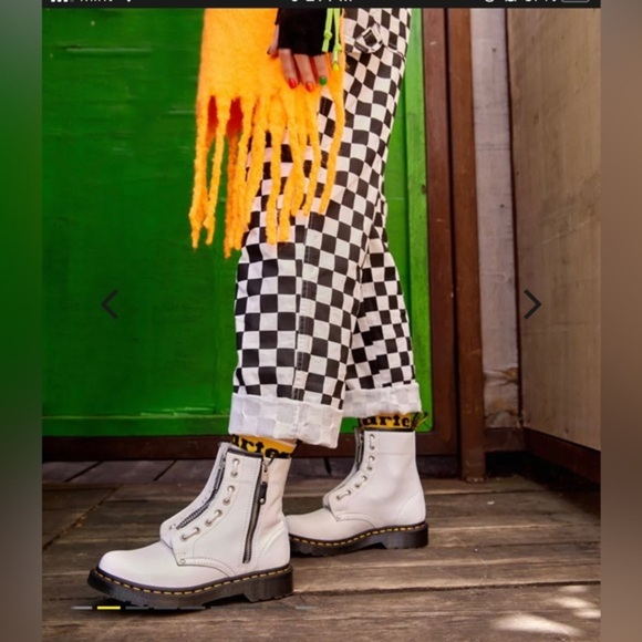 Doc Martens 1460 WOMEN'S DOUBLE ZIP white sendal LEATHER LACE UP BOOTS size‎ 10